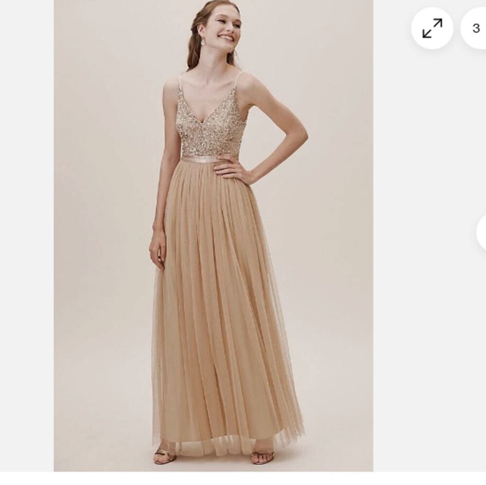 BHLDN x Anthropologie Avery Sequin Bead Dress Tulle Formal Gown Wedding Maxi 6